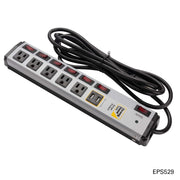 Regletas de enchufes con protección contra sobretensiones, puerto USB, carcasa de metal y cable de 10 pies 