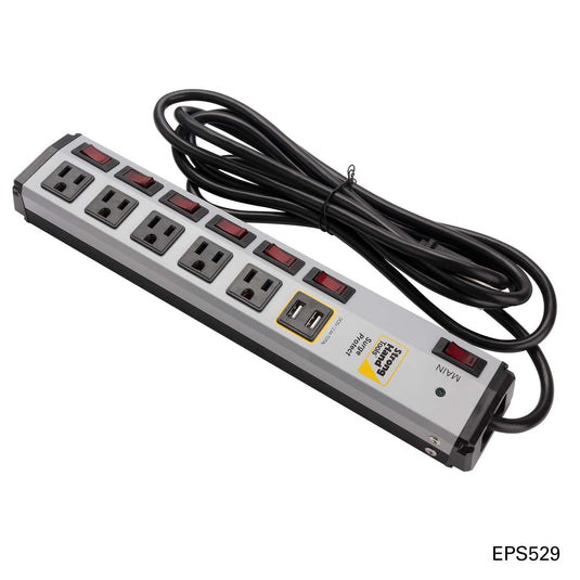 Surge Protector Power Strips w/ USB Port, Metal Case, 10' Cable