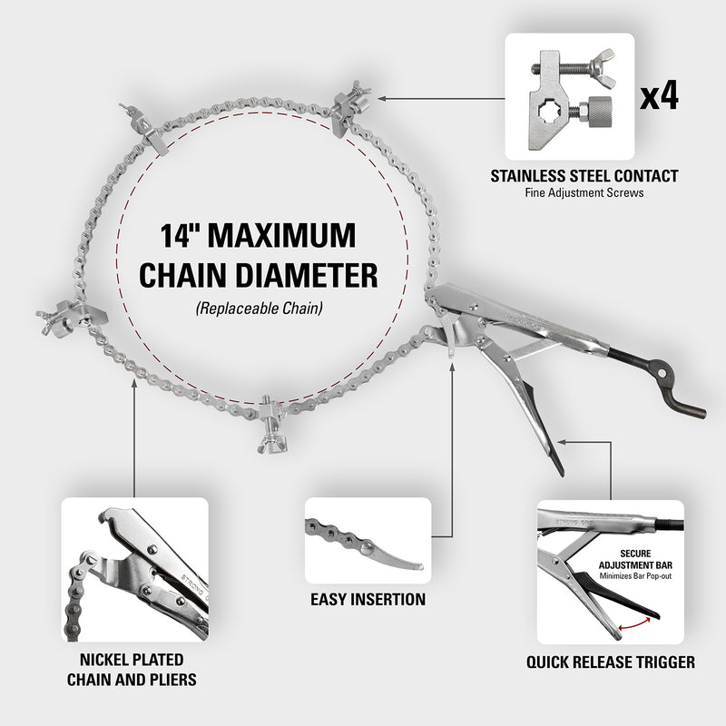 Cargue la imagen en el visor de la galería, &quot;The Python&quot; Pipe Alignment Chain Pliers
