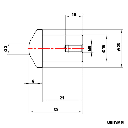 Spring Push Pin, Fits 5/8" and 16 mm Holes