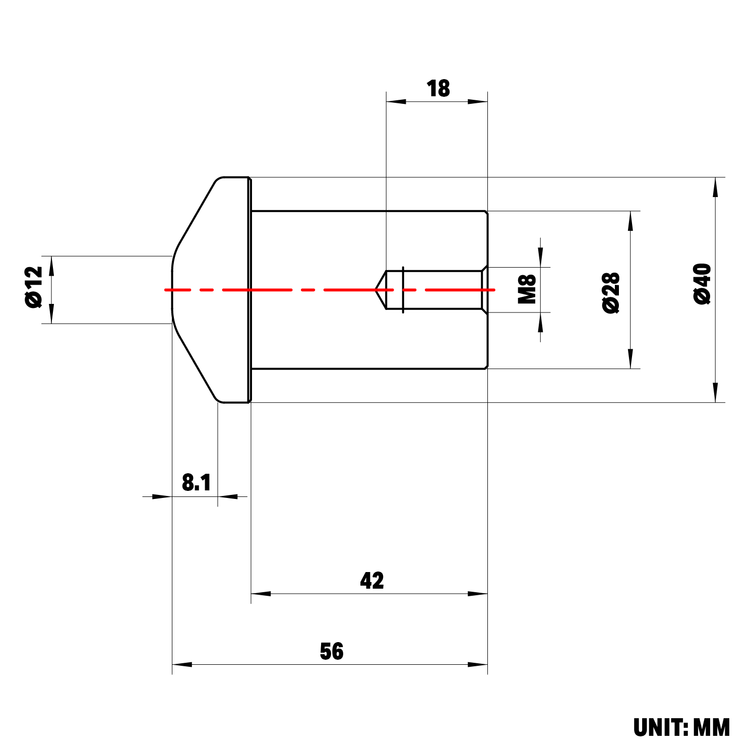 Spring Push Pin, Fit 28 mm Holes