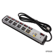 Regletas de enchufes con protección contra sobretensiones, puerto USB, carcasa de metal y cable de 6 pies 