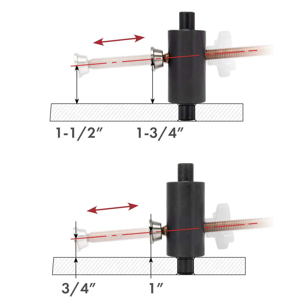 Abrazadera de empuje lateral XL, se adapta a orificios de 5/8 