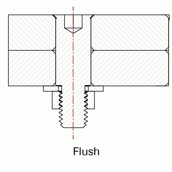 Flush Mount Shoulder Bolts, Fit 5/8 Holes